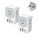 2 pack european plug adapter usb c, tessan us to europe adapter 4 outlets 3 usb charger, type c international power adaptor to italy spain france portugal iceland germany, europe travel essentials